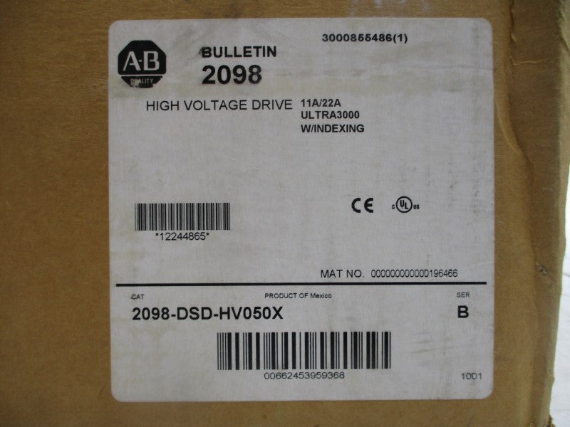ALLEN BRADLEY 2098-DSD-HV050X SER. B F/W V1.53 230/460VAC 11/22A NSMP