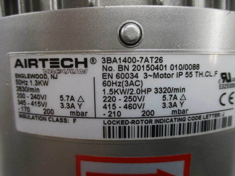 AIRTECH VACUUM 3BA1400-7AT26 415-460V 3.3A NSMP