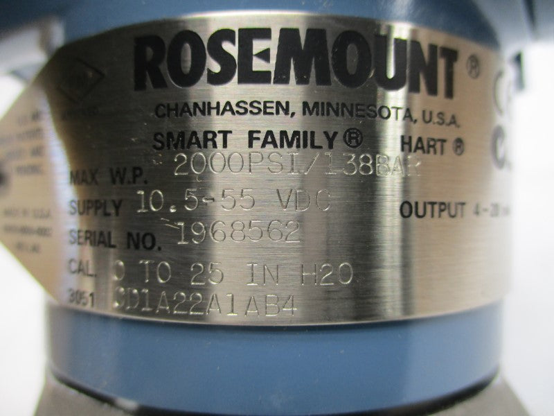ROSEMOUNT 3051CD1A22A1AB4 10.5-55VDC 2000PSI NSMP
