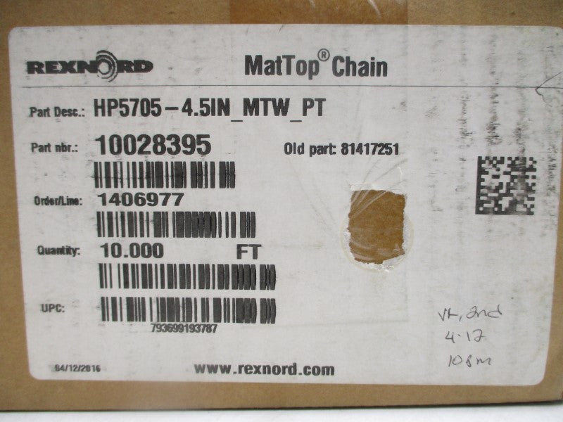 REXNORD 10028395 HP5705-4.5IN_MTW_PT 10' NSMP