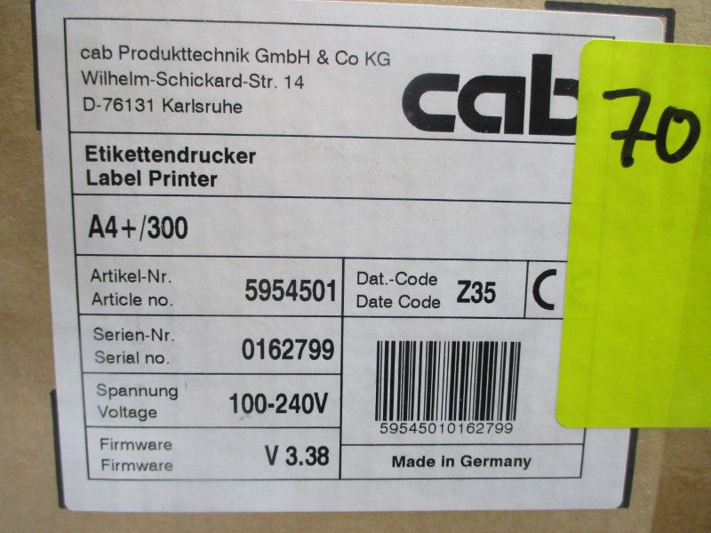 CAB 5954501 A4+/300 F/W V3.38 100-240V 2A NSMP
