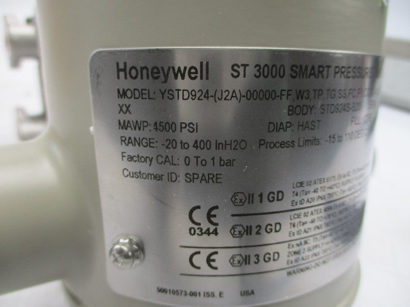 HONEYWELL YSTD924-(J2A)-00000-FF,W3,TP,TG,SS,FC,F1,CC,A5,A1,0X,(B4) 4500PSI NSMP