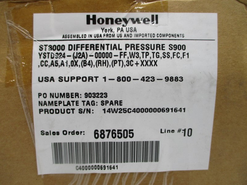 HONEYWELL YSTD924-(J2A)-00000-FF,W3,TP,TG,SS,FC,F1,CC,A5,A1,0X,(B4) 4500PSI NSMP
