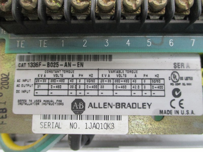 ALLEN BRADLEY 1336F-B025-AN-EN SER. A 380-480VAC 43A NSNP