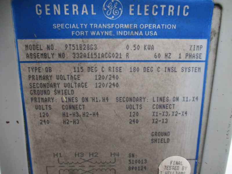 GENERAL ELECTRIC 9T51B28G3 120/240V UNMP