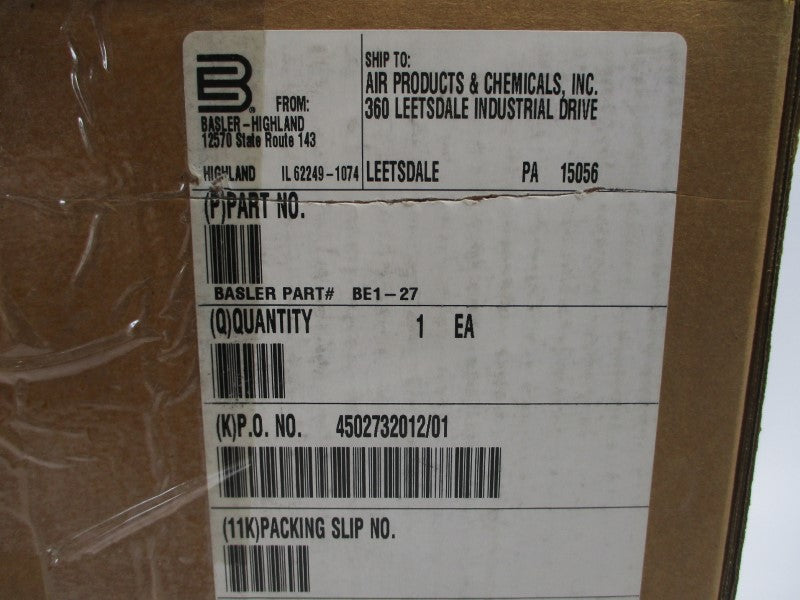 BASLER ELECTRIC BE1-27 A3EE1JA1N6F NSMP