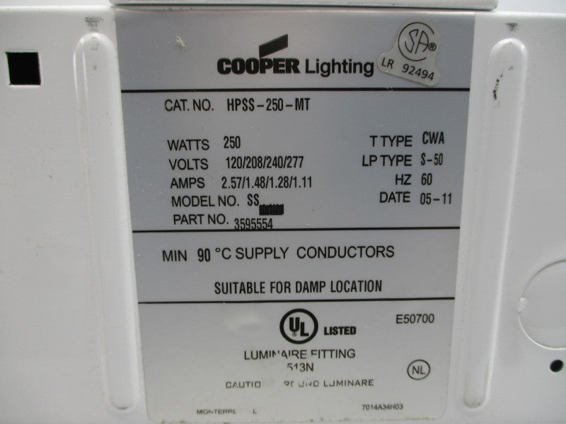 COOPER HPSS-250-MT 120/208/240/277V 2.57/1.48/1.28/1.11A NSMP