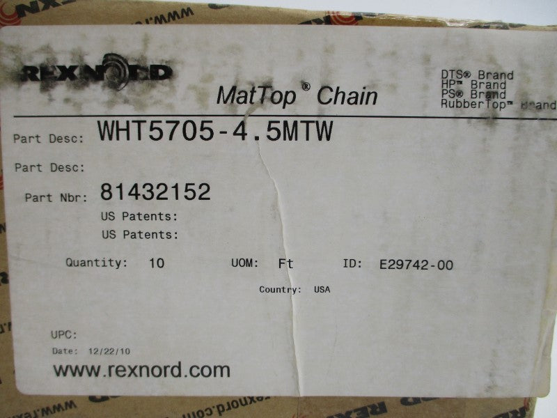 REXNORD WHT5705-4.5MTW 81432152 10' NSMP