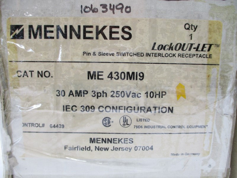 MENNEKES ME430MI9 250VAC 30A NSMP