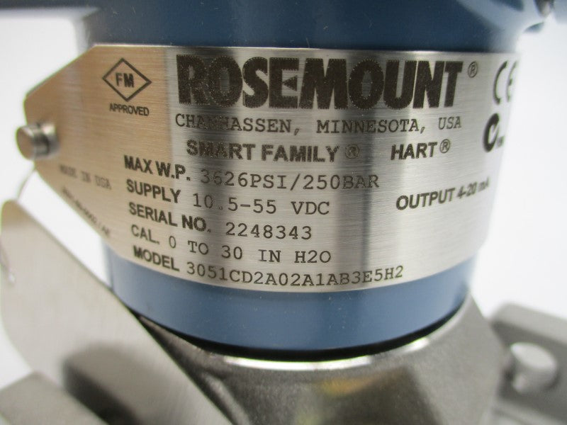 ROSEMOUNT 3051CD2A02A1AB3E5H2 10.5-55VDC 3626PSI NSMP