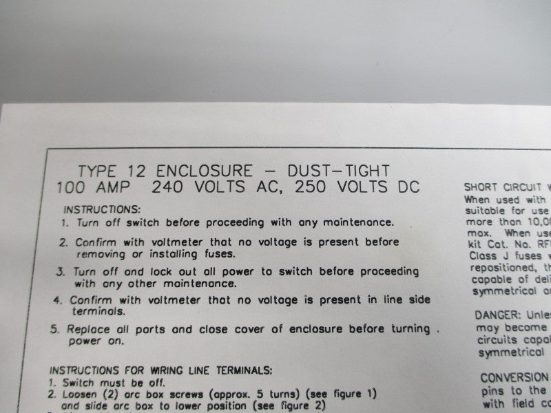 THOMAS&BETTS JHD223SN-TB 240VAC 100A NSMP