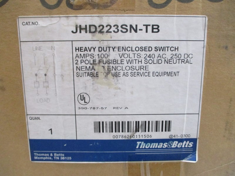 THOMAS&BETTS JHD223SN-TB 240VAC 100A NSMP
