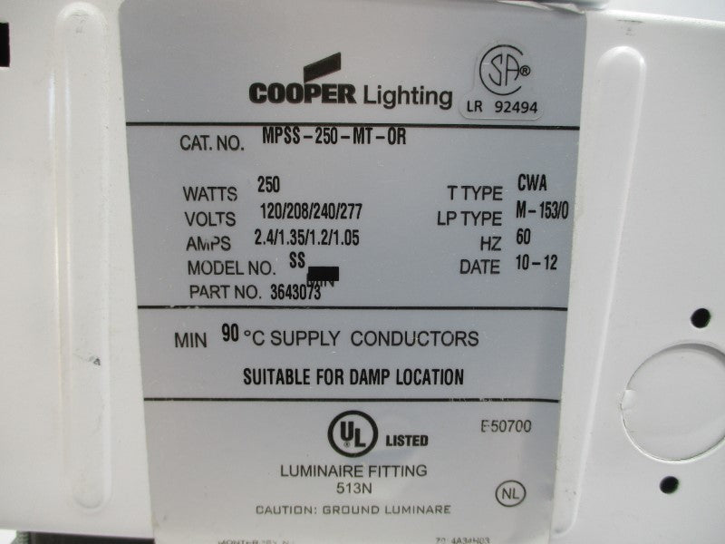 COOPER MPSS-250-MT-OR 3643073 120/208/240/277V 2.4/1.35/1.2/1.05A NSMP