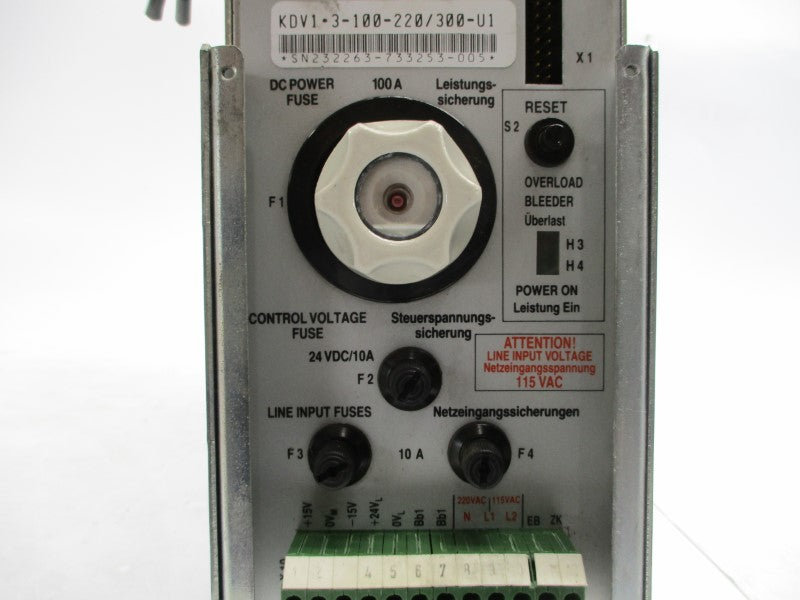 INDRAMAT KDV1-3-100-220/300-U1 220VAC 100A UNMP