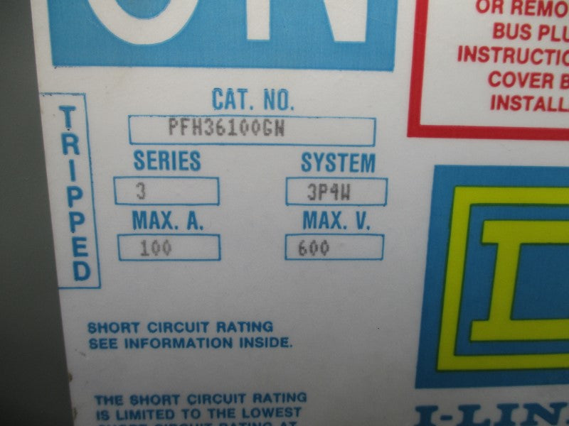 SQUARE D PFH36100GN SER. 3 600V 100A UNMP
