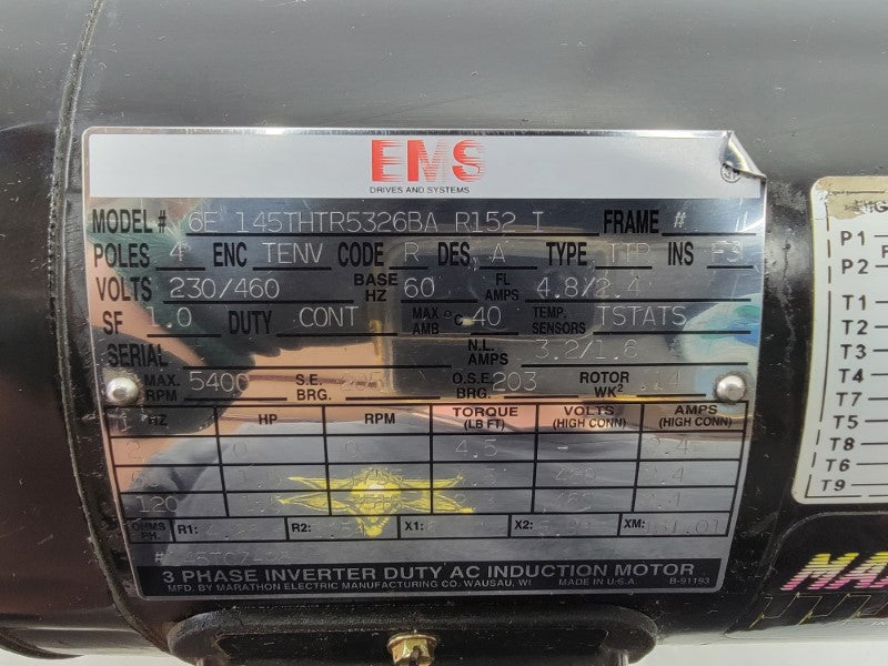 EMS 6E145THTR5326BAR152 230/460V 4.8/2.4A UNMP