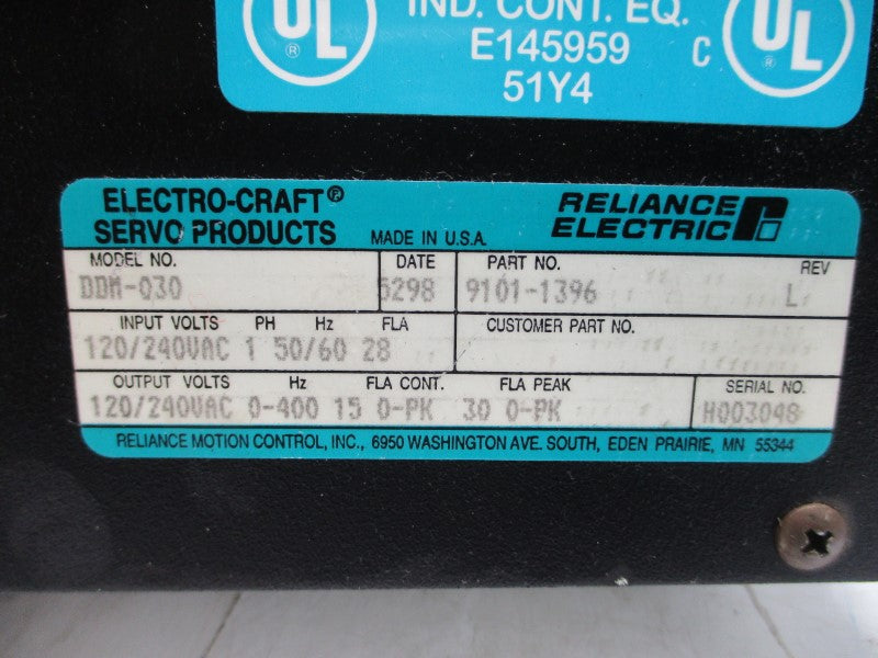 RELIANCE ELECTRIC 9101-1396 DDM-030 120/240VAC 28A UNMP
