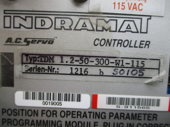INDRAMAT TDM1.2-50-300-W1-115 115VAC UNMP