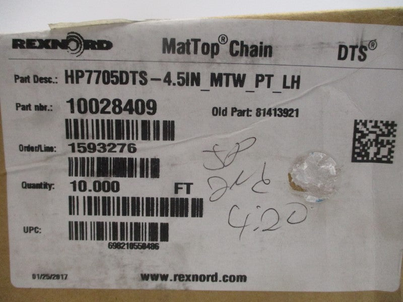 REXNORD 10028409 HP7705DTS-4.5IN_MTW_PT_LH 10.000' NSMP