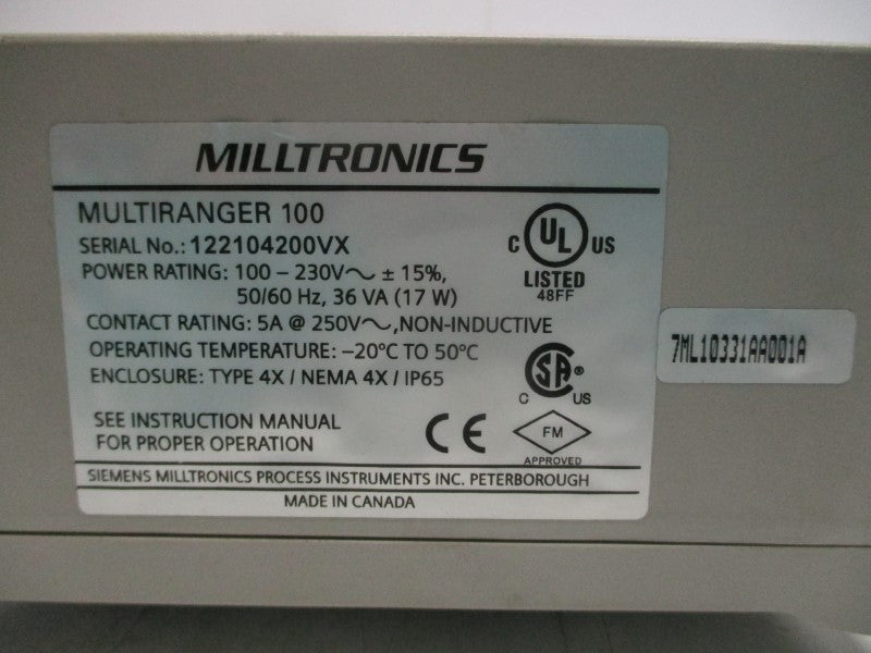 MILLTRONICS 7ML10331AA001A 100-230V 5A NSNP