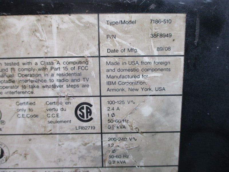 IBM 7186-510 38F8949 100-125V 2.4A UNMP