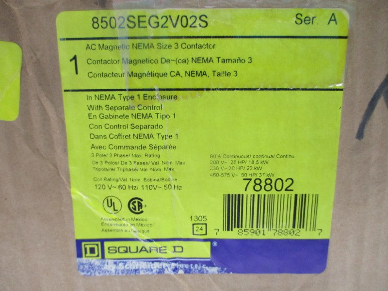 SQUARE D 8502SEG2V02S SER. A 110/120V NSMP