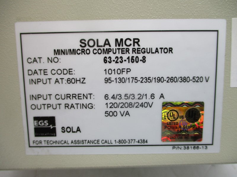 SOLA 63-23-150-8 120/208/240V 6.4/3.5/3.2/1.6A NSMP