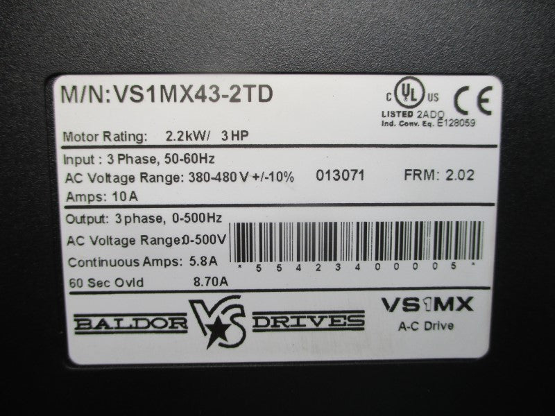 BALDOR VS1MX43-2TD 380-480VAC 10A NSNP