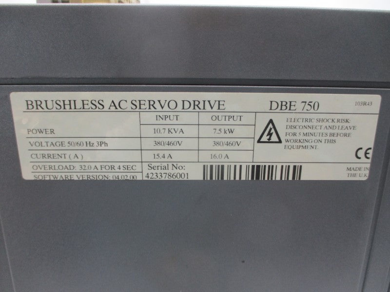 CONTROL TECHNIQUES DBE750 380/460V 15.4A UNMP