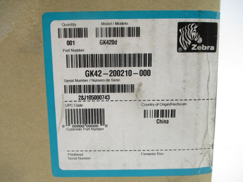 ZEBRA GK420D GK42-200210-000 24VDC 2.92A NSMP