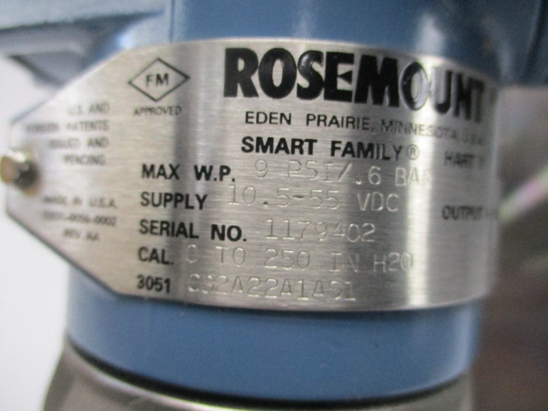 ROSEMOUNT 3051CG2A22A1AS1 10.5-55VDC 9PSI NSMP