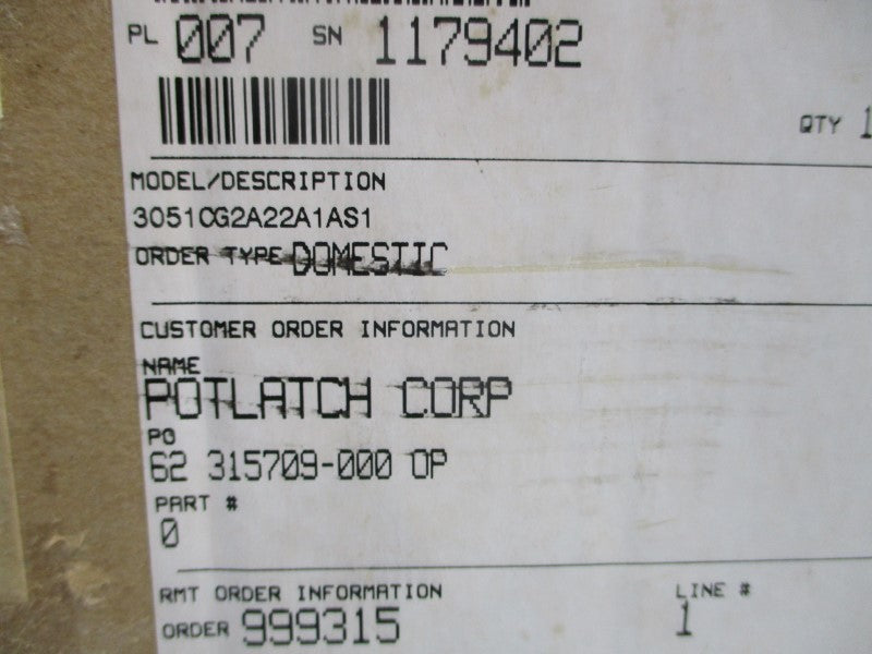 ROSEMOUNT 3051CG2A22A1AS1 10.5-55VDC 9PSI NSMP