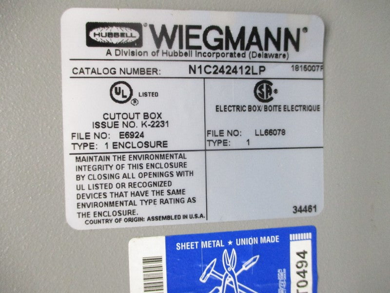 WIEGMANN N1C242412LP 3/4" NSMP