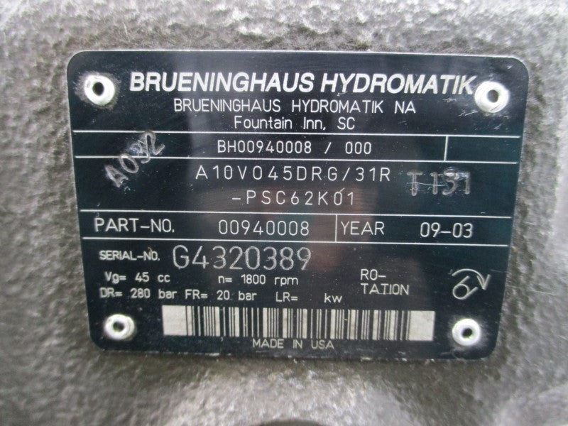 BRUENINGHAUS HYDROMATIK A10V045DRG/31R-PSC62K01  00940008 NSNP