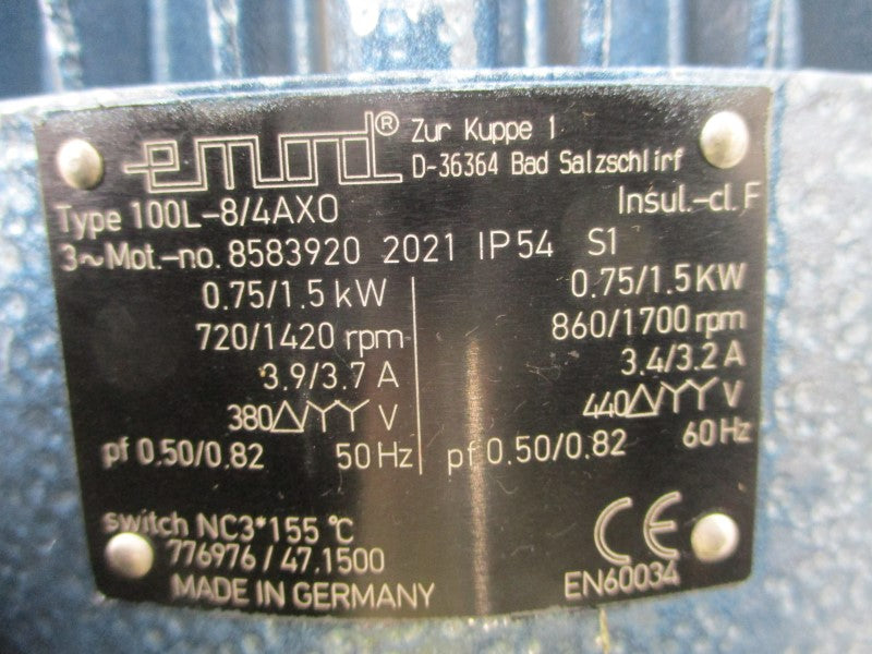 EMOD 100L-8/4AX0 8583920 380/440V 3.9/3.7A (AS PICTURED) NSNP