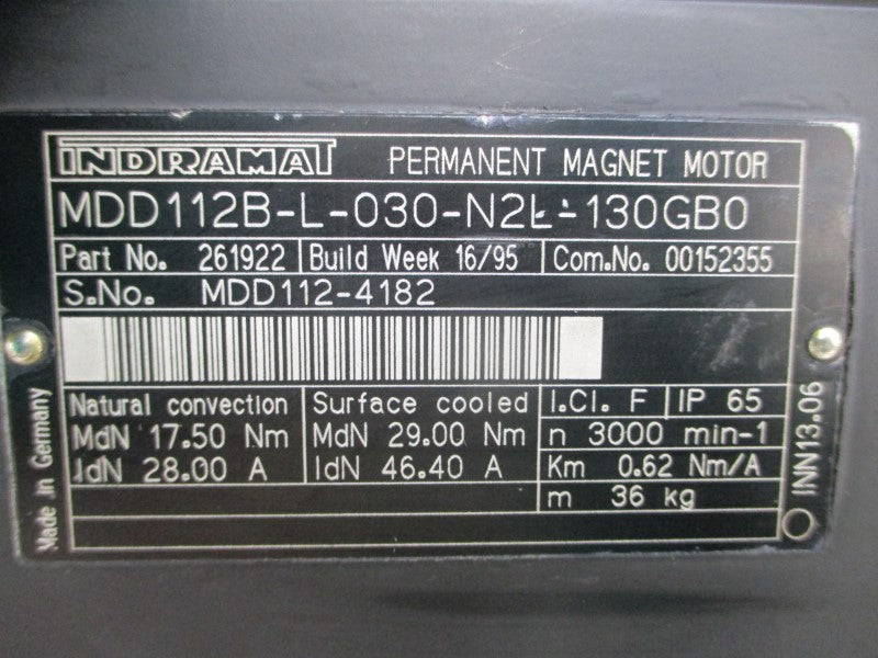 INDRAMAT MDD112B-L-030-N2L-130GB0 261922 28.00/46.40A UNMP