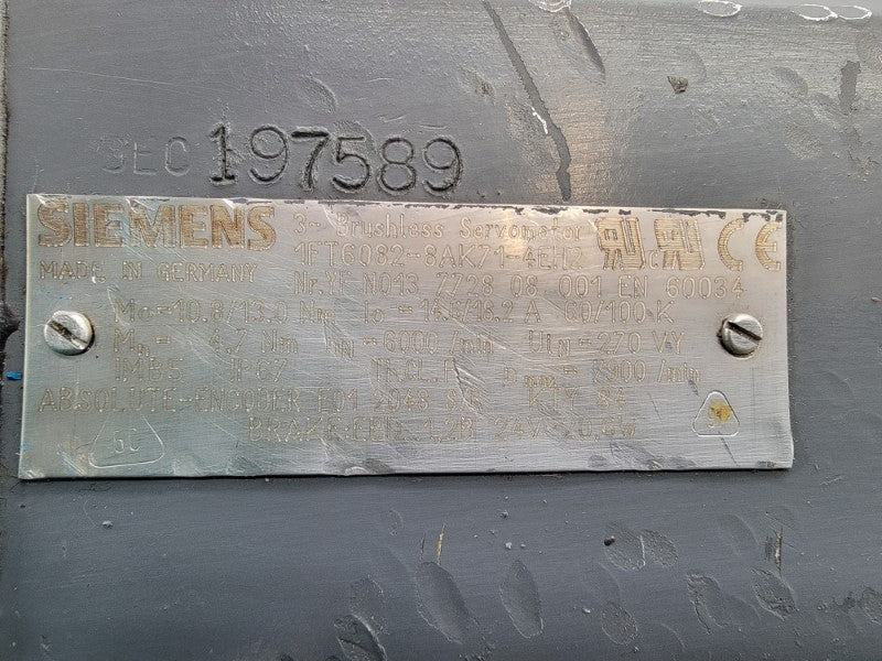SIEMENS 1FT6082-8AK71-4EH2 270V 14.6/18.2A UNMP