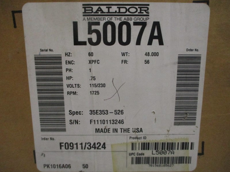 BALDOR L5007A 35E353-526 115/230V 10.6/5.3A NSMP