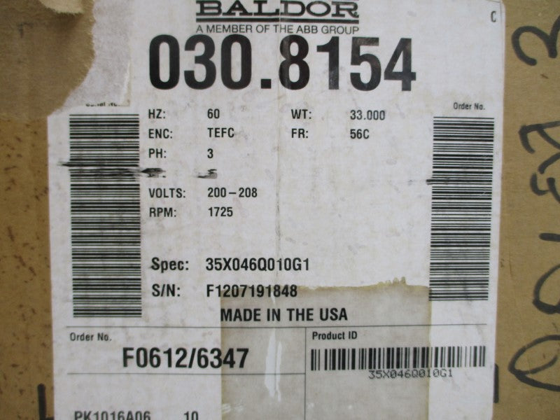 BALDOR D 35X046Q010G1 200-208V 2.5A NSMP