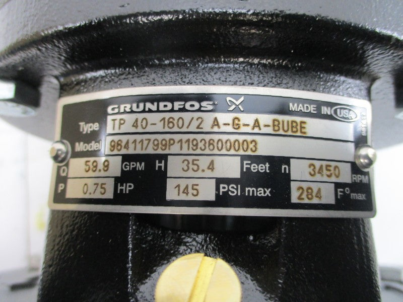 GRUNDFOS TP40-160/2 208-230/460V 2.40-2.30/1.20A 145PSI NSMP