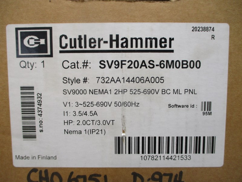 CUTLER HAMMER SV9F20AS-6M0B00 732AA14406A005 525-690V 3.5/4.5A NSFS
