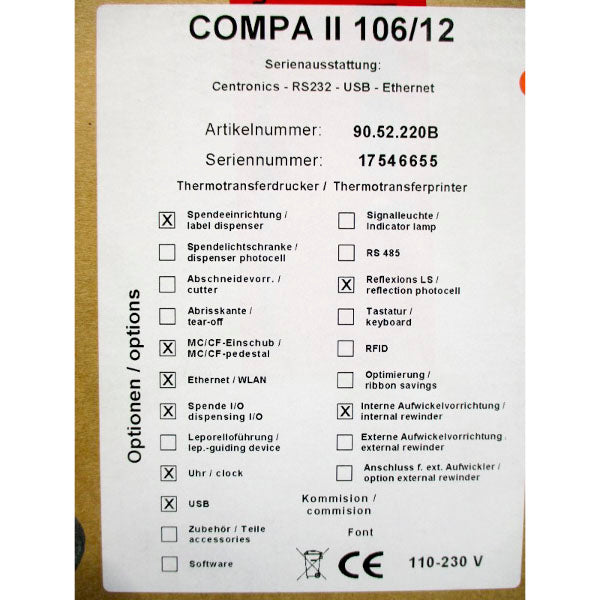 CARL VALENTIN COMPA II 90.52.220B 110-230V 2.5A NSMP