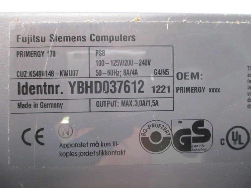 FUJITSU SIEMENS PRIMERGY 170 YBHD037612 100-125/200-240V 8/4A NSMP