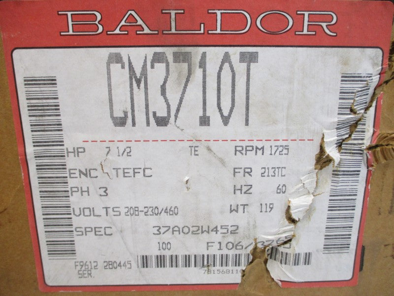 BALDOR CM3710T 37A02W452 208-230/460V 21.5-20/10A NSMP