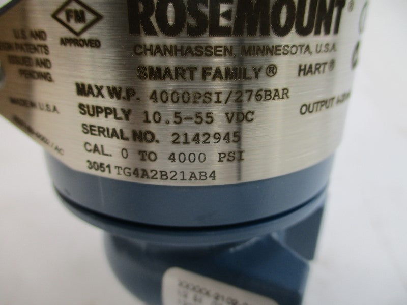 ROSEMOUNT 3051TG4A2B21AB4 10.5-55VDC 0-4000PSI NSMP