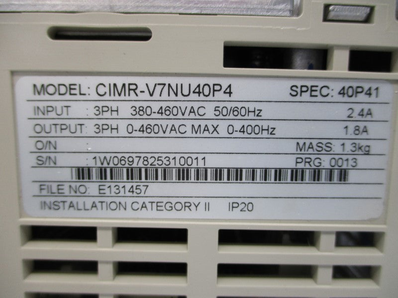 YASKAWA CIMR-V7NU40P4 380-460VAC 2.4A NSMP
