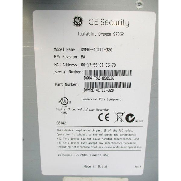 GENERAL ELECTRIC DVMRE-4CTII-320 12.0VDC UNMP