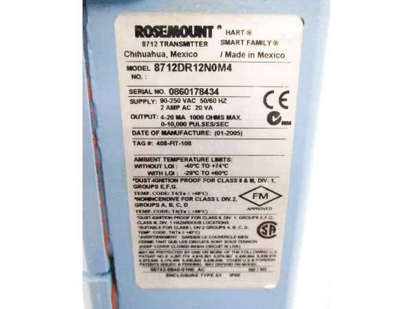 ROSEMOUNT 8712DR12N0M4 90-250VAC 2A NSNP