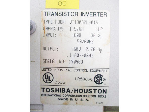 TOSHIBA/HOUSTON VT130G2U4015 460V 3A UNMP