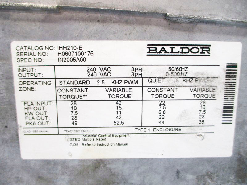 BALDOR IHH210-E 240VAC 42A UNMP